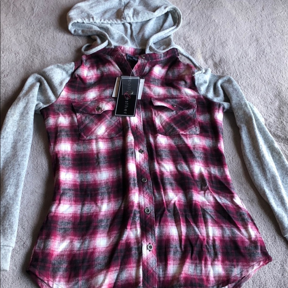 Hooded Flannel Shirt (size s)